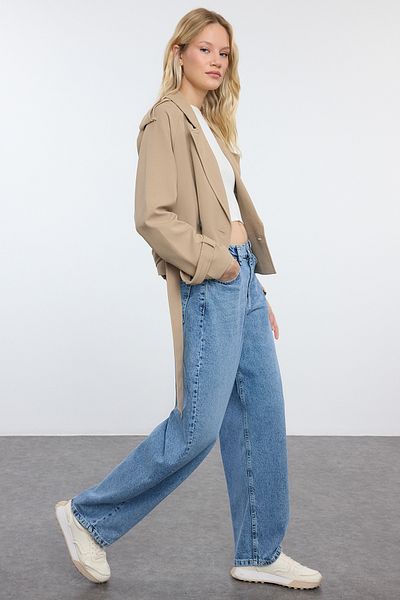 Trendyol Collection Сині мішкуваті джинси з високою талією TWOAW25JE00165