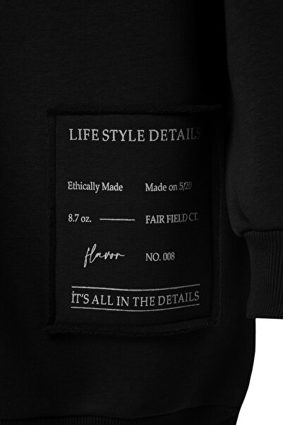 Trendyol Curve Μαύρο κέντημα με λεπτομέρειες Oversize/Loose Fit Πλεκτό Φούτερ μεγάλου μεγέθους TBBAW24AO00018