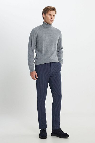 ALTINYILDIZ CLASSICS Men's Gray Melange - Full Turtleneck Non-Pilling Knitwear Sweater