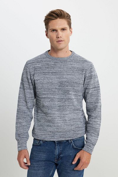 AC&Co / Altınyıldız Classics Pulover pentru bărbați, tricotaj cu model, cu croială normală, gri-bleumarin, cu croială normală