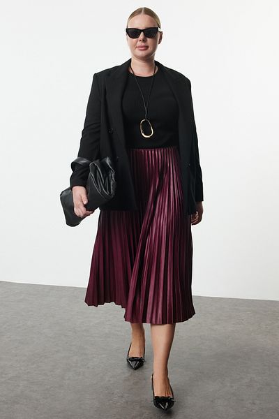 Burgundy Women Plus Size Skirts Styles Prices Trendyol