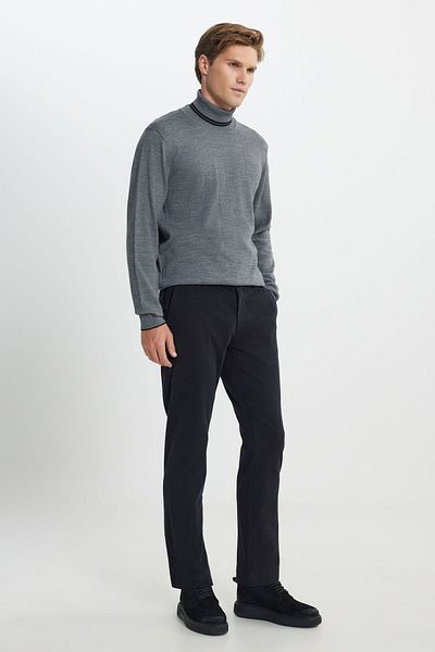ALTINYILDIZ CLASSICS Men's Anthracite Wool Standard Fit Regular Fit Full Turtleneck Knitwear Sweater