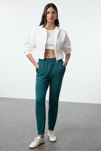 Trendyol Collection Petrolfarbene Basic Jogger Sweatpants - Dicke Innenseite, Fleece, Gestrickt TWOAW21EA0010