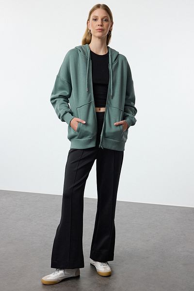 Trendyol Collection Tmavě zelená pletená mikina - Twoaw24Sw00188