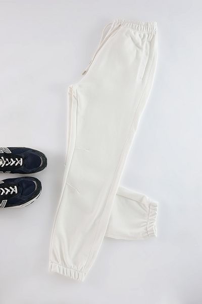 Trendyol Collection Ecru Wide Cut Fabric Mix Sweatpants - Tmnaw25ea00012