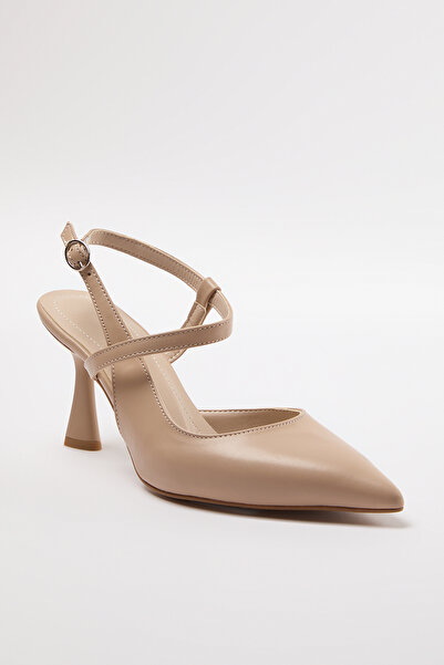TRENDYOL SHOES Beżowe Paski na Kostce Damskie Cienkie Buty Na Obcasie Takaw25To00004