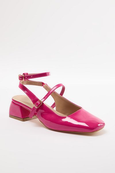 TRENDYOL SHOES Fukszia Mary Jane bokapántos, négyzetes orrú női magassarkú cipő TAKSS24TO00009