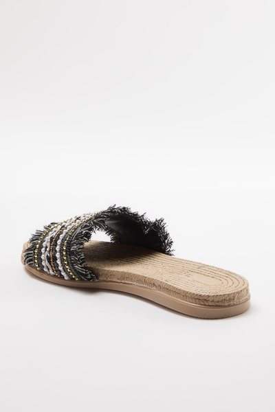 TRENDYOL SHOES Flitrované černé pletené dámské pantofle - Takaw25te00001