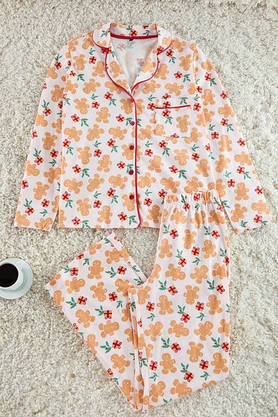 Trendyol Collection New Year's Themed 100% Cotton Piping Pajamas Set - Thmaw22Pt1204