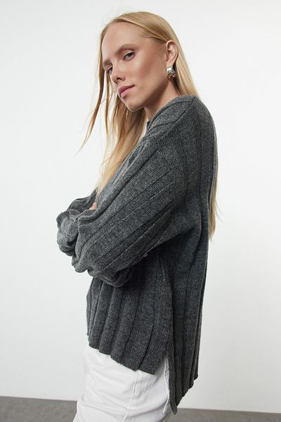 Trendyol Collection Anthracite Colored - Sustainable Soft Knitwear Sweater Twoaw25kz00335