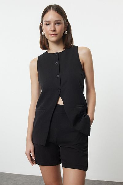 Trendyol Collection Crew Neck Black Vest and Shorts Set - Twoaw25Au00129