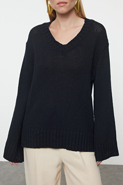 Trendyol Collection Sötétkék - széles szabású, állítható alap kötöttáru pulóver TWOAW25KZ00304