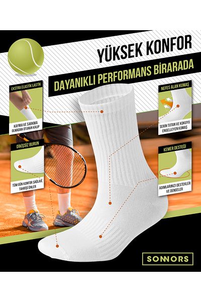SONNORS 4 Pairs Breathable Tennis Socks Athletic Compression Performance Sports Socks