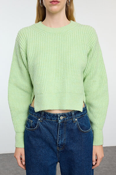Trendyol Collection Mint Crop Balloon Sleeve Knitwear Sweater - Twoaw25Kz00230