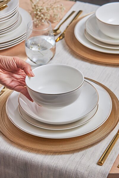 Karaca Elegance Bone Floda 53 Parça 12 Kişilik Yemek Takımı Gold