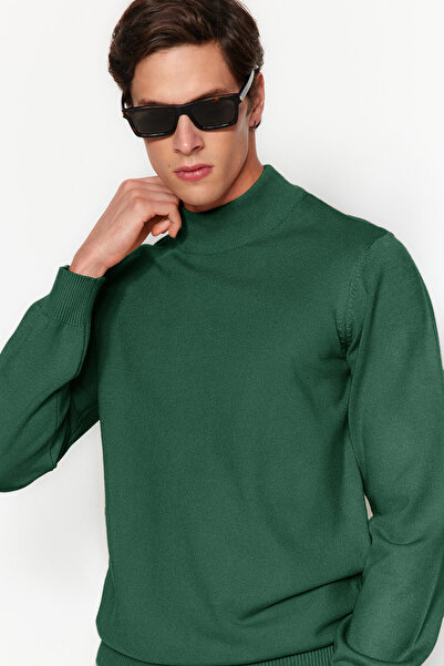 Trendyol Collection Khaki Regular Half Turtleneck Solid Sweater Tmnaw24Kz00055