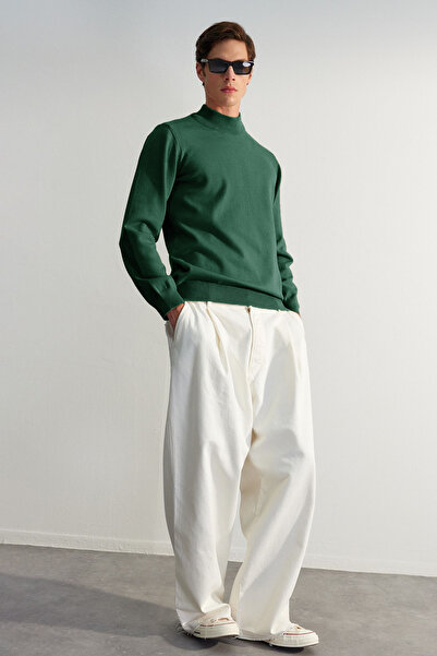 Trendyol Collection Khaki Regular Half Turtleneck Solid Sweater Tmnaw24Kz00055