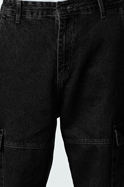 Trendyol Collection Чоловічі чорні димчасті баггі-штани з широкими штанинами TMNAW25JE00002