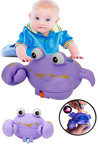 Hyd Emeklemeye Yardımcı Yengeç Oyuncak Işıklı ipli Çek Bıraklı 10 cm Lila