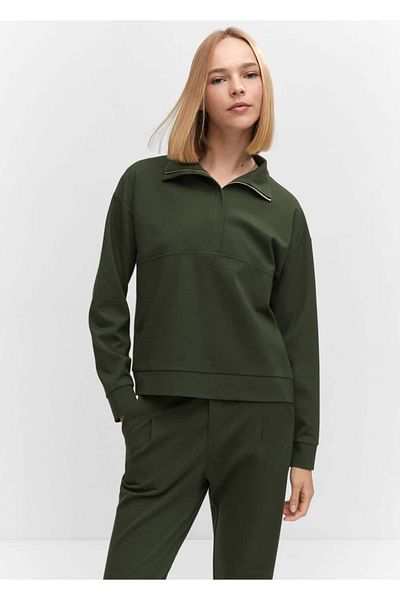 MANGO Woman High collar sweatshirt with zipper