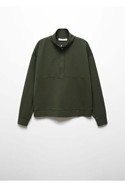 MANGO Woman Fermuarlı yüksek yaka sweatshirt