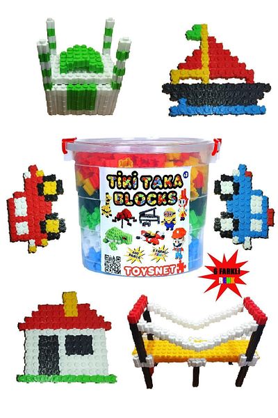 toysnet Tik Tock Educational Blocks Game Set 6 Colors 600 Pieces Cylinder in Storage Box!!
