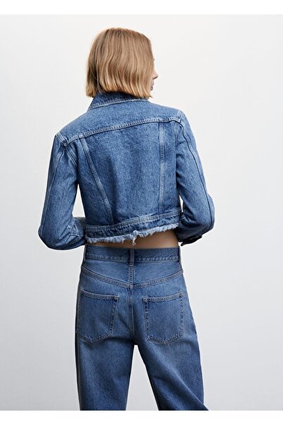 MANGO Woman Kenarları Dikişsiz Kot Ceket