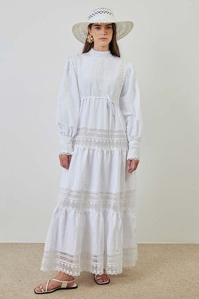 Hooopstore Φόρεμα με λευκή δαντέλα με λεπτομέρειες