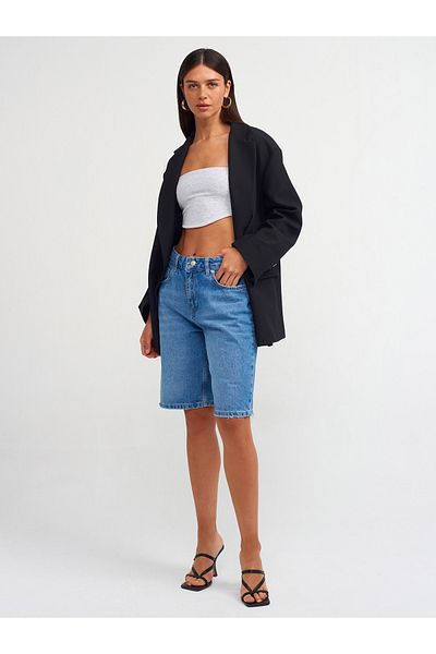 Dilvin 71489 Pantaloni scurți medii din denim-albastru