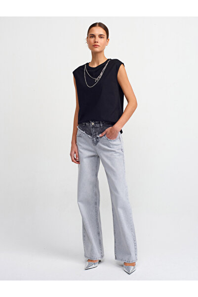 Dilvin 30829 Zincirli T-shirt-Siyah