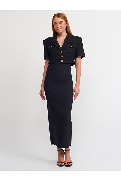 Dilvin 80824 Fustă creion midi - Negru