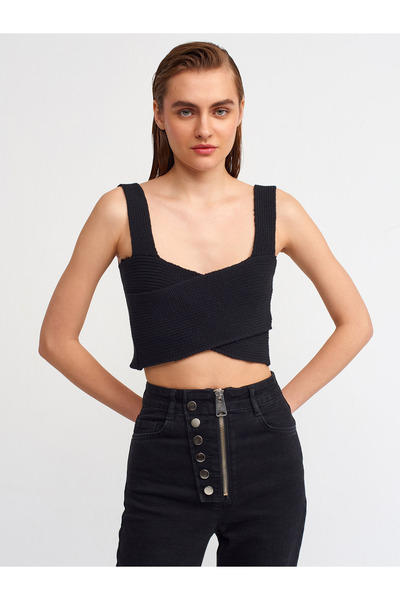 Dilvin 10211 Tricotaj cu bretele Atlet-negru