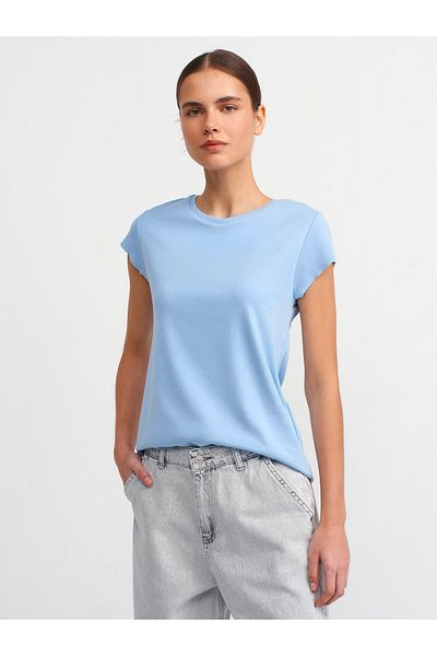 Dilvin 30719 Tricou Crew Neck-Albastru