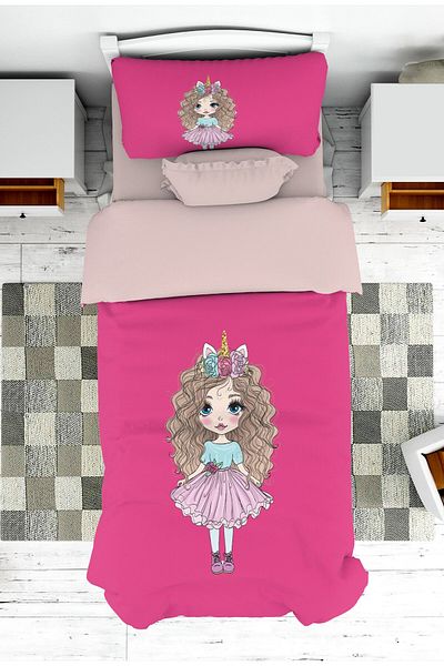 on the clouds Baby and Children's Room Unicorn Themed Girl's Bedspread and Pillowcase Pike