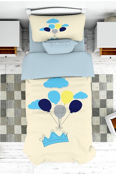 on the clouds Boy's Bedspread - Colorful Balloon Pattern, Pique Model
