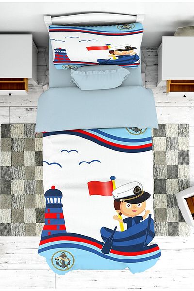 on the clouds Sailor Patterned Children's Baby Bedspread and Pillow - Pike