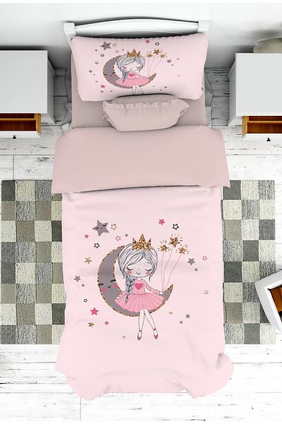 on the clouds Girl Patterned Baby and Kids Bedspread and Pillowcase - Pike