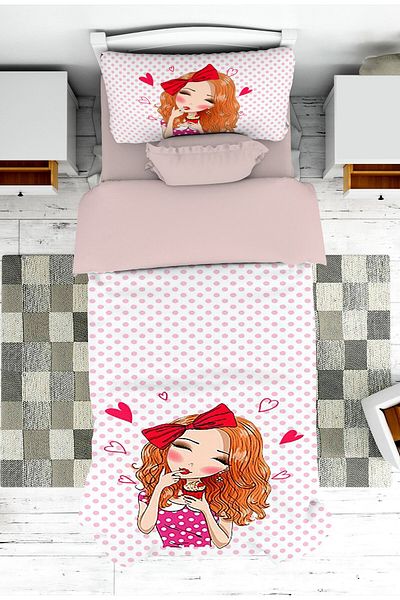 on the clouds Girl's Room - Cupcake Patterned Bedspread and Pillowcase Pique