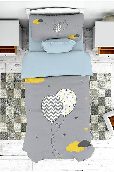 on the clouds Boys' Bedspread - Geometric Balloon Pattern, Pillowcase Pique for Baby and Children's Room