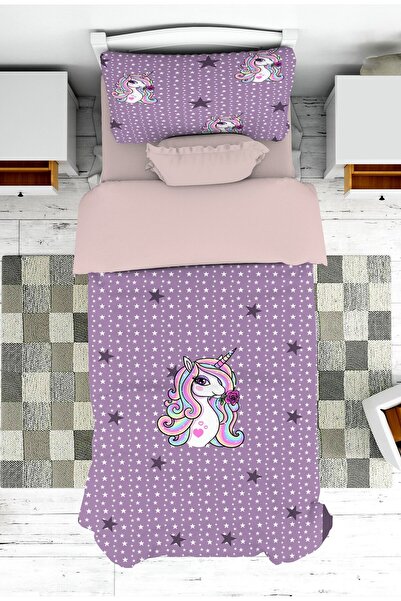 on the clouds Bebek ve Çocuk Odası Unicorn Desenli Kız Çocuk Yatak Örtüsü ve ...