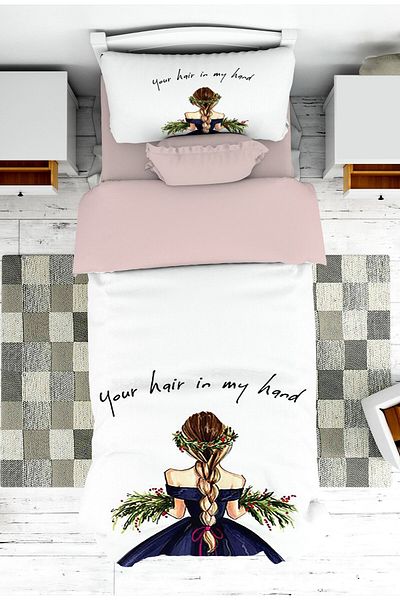 on the clouds Girl Patterned Navy Blue Dressed Bedspread - Girl's Room
