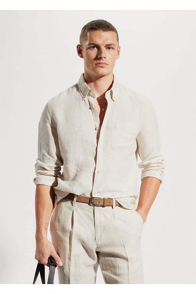 MANGO Man Πουκάμισο 100% λινό Slim Fit
