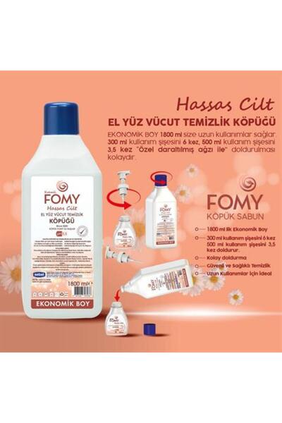 Fomy Hassas Cilt Kuru Sert Ciltler Yoğun Nemlendirici Kremli Köpük Sabun Ekonomik Set 1800 300 ml