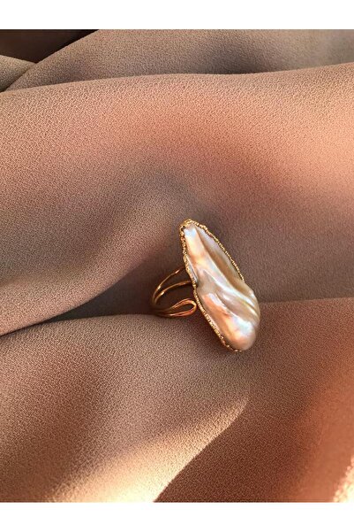 MiracleLivesGiftShop Doğal Büyük Barok İnci Yüzük, Kadın Barok İnci Yüzük
