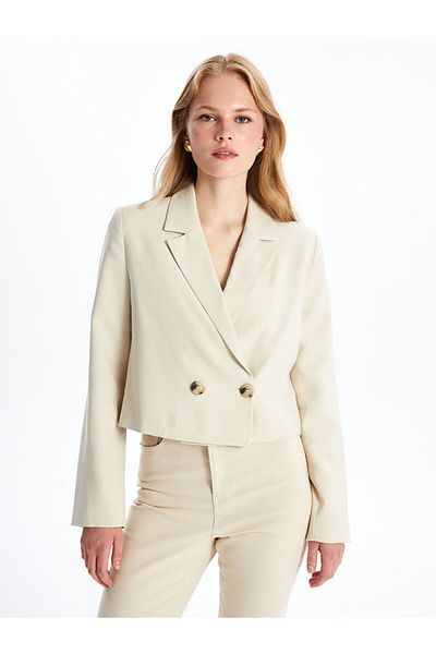 LC Waikiki Long Sleeve Crop Women's Blazer Jacket - Straight Cut