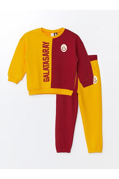 LC Waikiki Crew Neck Printed Sweatshirt and Sweatpants Set for Baby Boy - Set of 2