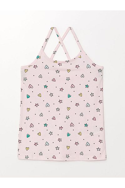 LC Waikiki Set de pijamale LCW pentru fete cu pantaloni scurți - decolteu, imprimat