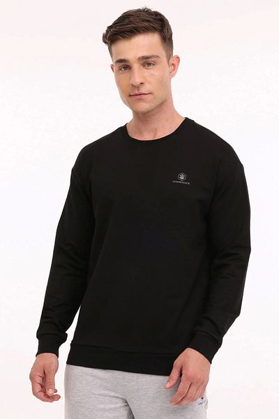 lumberjack Мъжки черен суитшърт - Mb Sn75 Basic C-образно деколте, 0 яка