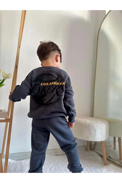 MİNİKO KİDS Boy's Cotton Tracksuit Set - Crew Neck with Back Detail