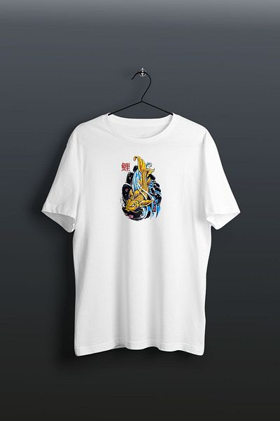 Pink Sky Tricou alb cu imprimeu Yakuza Fish